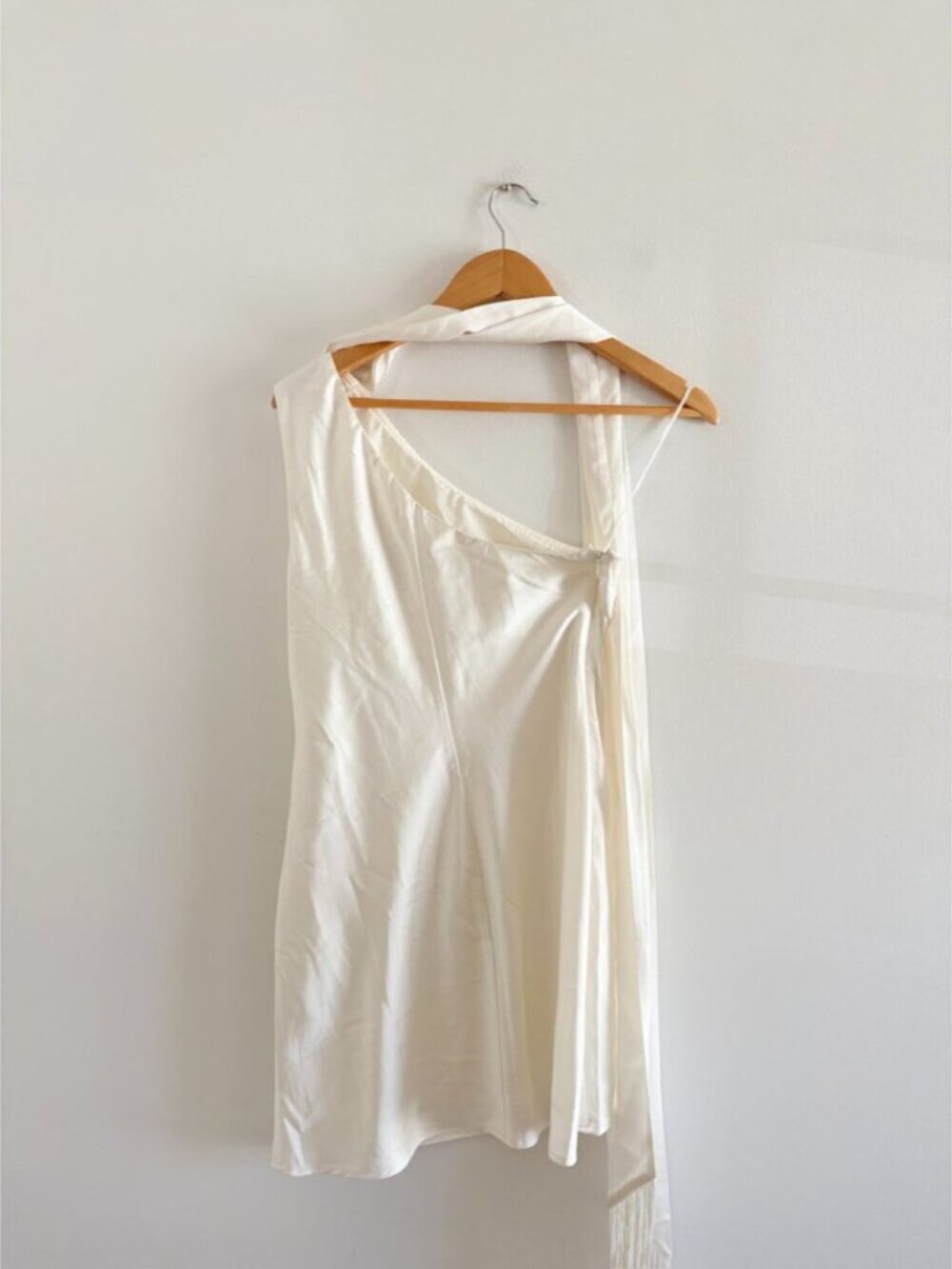 Abercrombie & Fitch Scarf Slip Mini Dress NWT Satin White Size Small - Picture 9 of 13